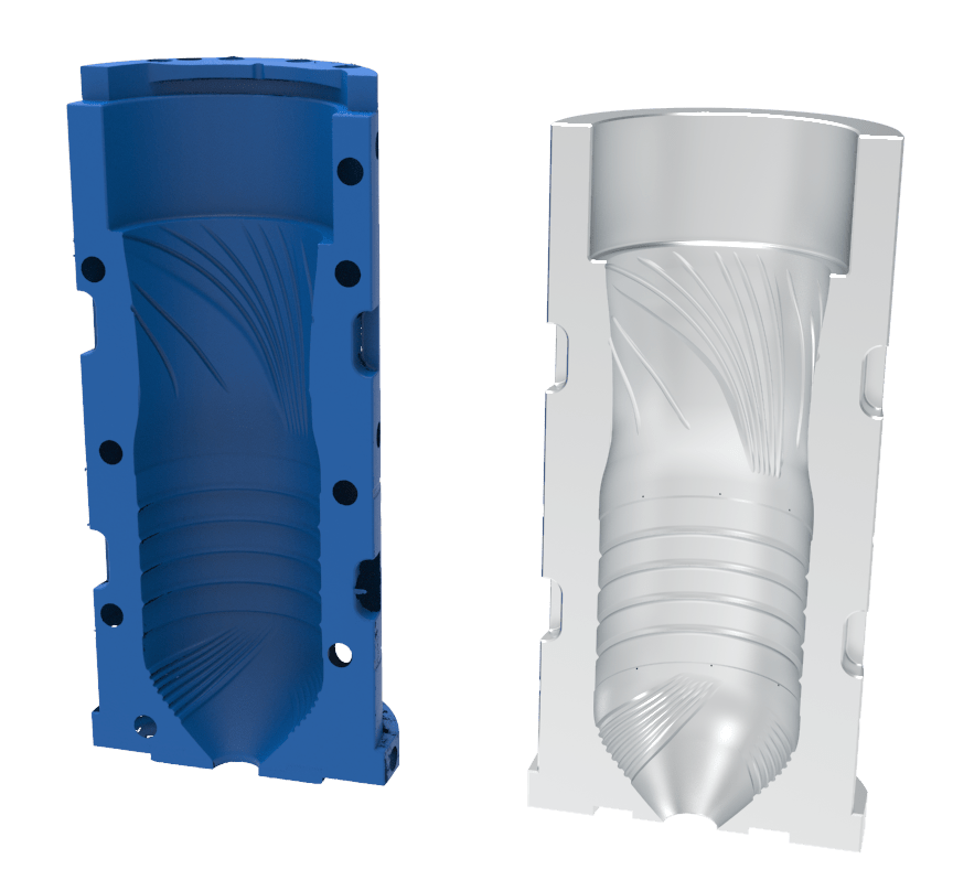 Escaneo 3D vs ingeniería inversa molde botella soplado